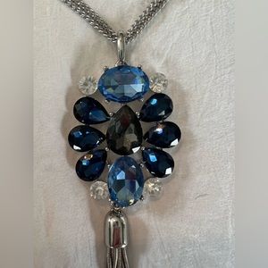 White House Black Market blue toned statement necklace